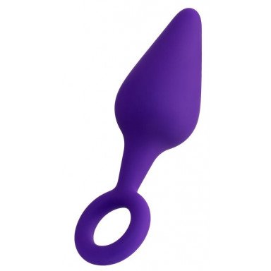 Фиолетовая анальная втулка Bung с петелькой - 11,5 см., фото