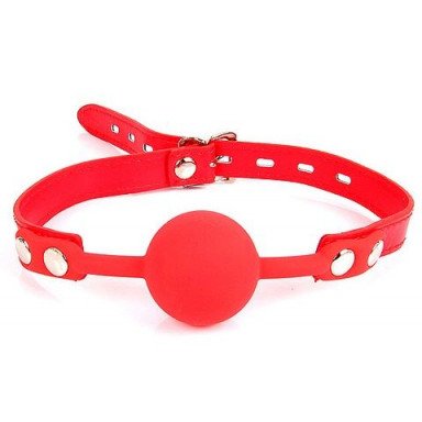 Красный силиконовый кляп-шарик на регулируемом ремешке, фото