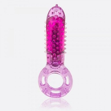 Фиолетовое эрекционное кольцо с вибрацией и пальчиком OYEAH PURPLE фото 3
