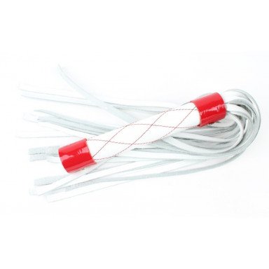 Бело-красная плеть средней длины с ручкой - 44 см., фото