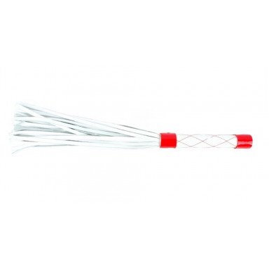 Бело-красная плеть средней длины с ручкой - 44 см. фото 2