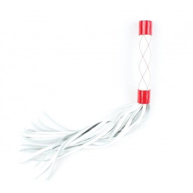 Бело-красная плеть средней длины с ручкой - 44 см. фото 3
