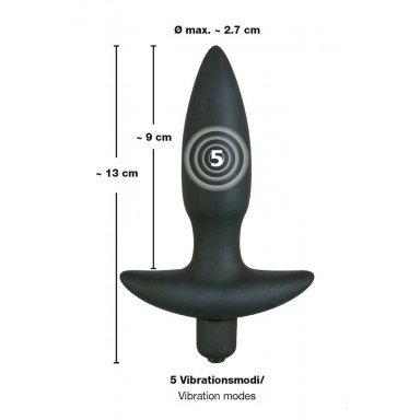 Анальная вибровтулка с 5 скоростями вибрации Vibrating Plug Small - 13 см. фото 5