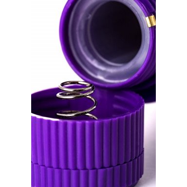 Фиолетовый вибратор с утолщением посередине и клиторальным зайчиком - 18 см. фото 10