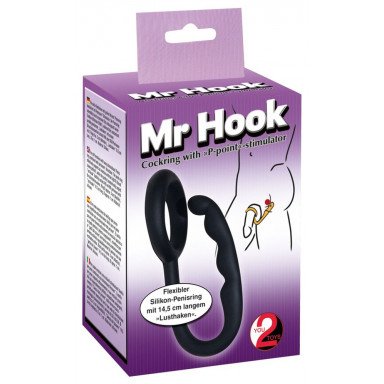 Эрекционное кольцо с анальным стимулятором Mr Hook фото 3