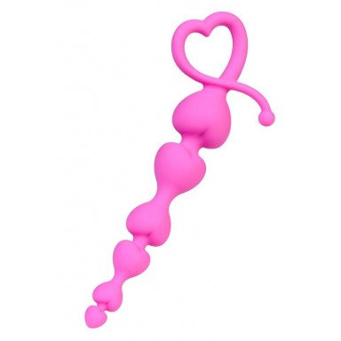 Розовая силиконовая анальная цепочка Sweety - 18,5 см., фото