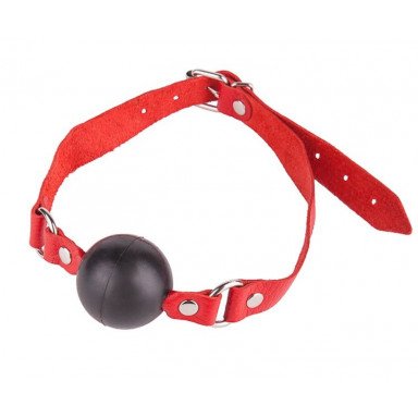 Чёрный кляп-шар с красным ремешком, фото