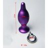 Фиолетовая металлическая анальная пробка с колечком - 8,7 см., фото