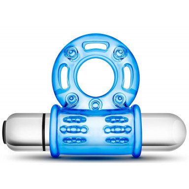Голубое эрекционное виброкольцо 10 Function Vibrating Mega Bull Ring, фото