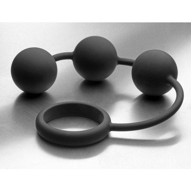 Анальные шарики Tom of Finland Silicone Cock Ring with 3 Weighted Balls фото 2