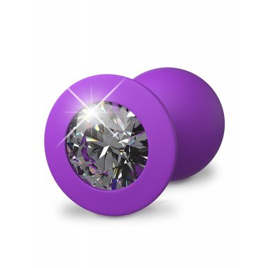 Фиолетовая анальная пробка со стразом Her Little Gem Medium Plug - 8,3 см. фото 2