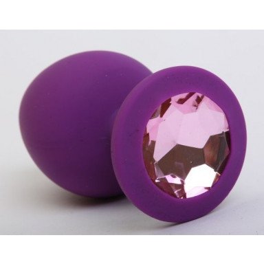 Фиолетовая силиконовая пробка с розовым стразом - 8,2 см., фото