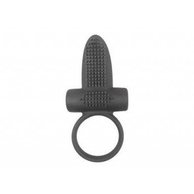 Чёрное эрекционное кольцо с вибрацией и язычком Sex Expert, фото