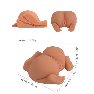 Телесная реалистичная вагина-полуторс SHEQU фото 2
