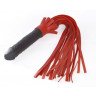 Красная плеть Ракета А с рукоятью из латекса и хвостами из кожи - 50 см., фото