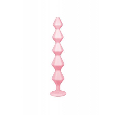 Розовая анальная цепочка с кристаллом Chummy - 16 см. фото 3