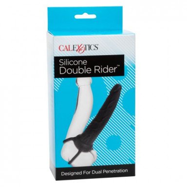 Чёрная насадка на фаллос для двойного проникновения Silicone Double Rider - 14 см. фото 3