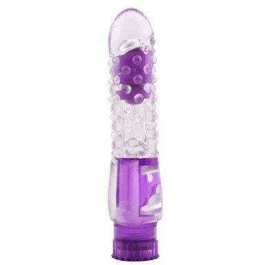 Фиолетовый вибратор Pleaser с шишечками - 16,2 см., фото