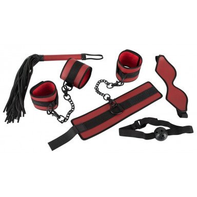 Красно-черный набор из 5 предметов для БДСМ-игр, фото