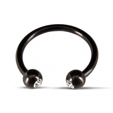 Черное металлическое кольцо под головку со стразами Glans Ring фото 3