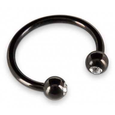 Черное металлическое кольцо под головку со стразами Glans Ring фото 4