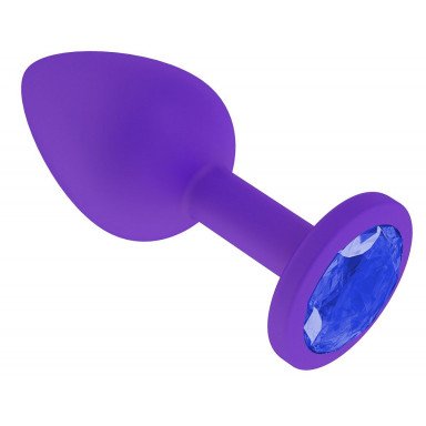 Фиолетовая силиконовая пробка с синим кристаллом - 7,3 см. фото 2