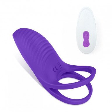 Фиолетовое эрекционное виброкольцо на пенис с пультом, фото