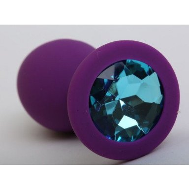 Фиолетовая силиконовая пробка с голубым стразом - 9,5 см., фото