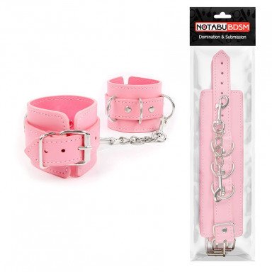 Розовые наручники на регулируемых ремешках с цепочкой фото 2