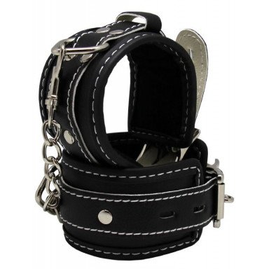 Черные регулируемые наручники с подкладом на карабинах, фото