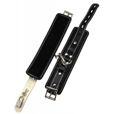 Черные регулируемые наручники с подкладом на карабинах фото 2