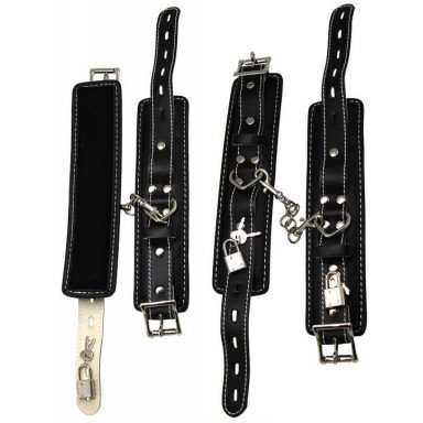 Черные регулируемые наручники с подкладом на карабинах фото 4