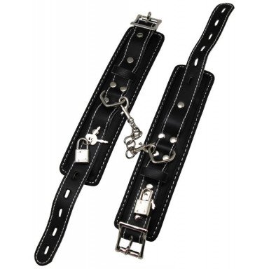 Черные регулируемые наручники с подкладом на карабинах фото 5