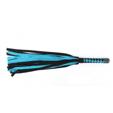 Черно-голубая замшевая плеть с ромбами на ручке - 58 см. фото 2