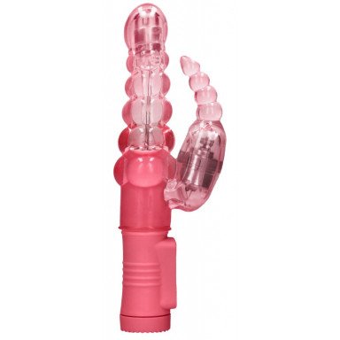 Розовый вибратор-кролик Rotating Bubbles - 23,2 см., фото