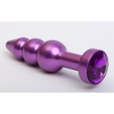 Фиолетовая фигурная анальная ёлочка с фиолетовым кристаллом - 11,2 см., фото
