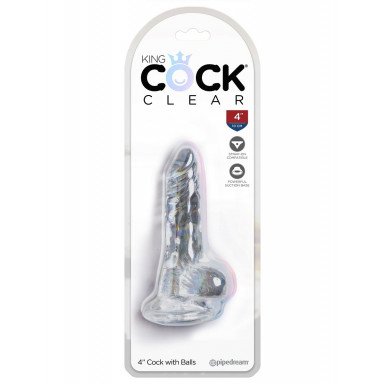 Прозрачный фаллоимитатор King Cock Clear 4 Cock with Balls - 12,7 см. фото 4