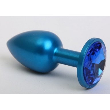 Синяя анальная пробка с синим кристаллом - 8,2 см., фото