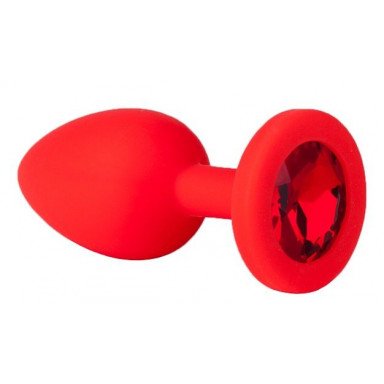 Красная анальная втулка с красным кристаллом - 7,3 см., фото