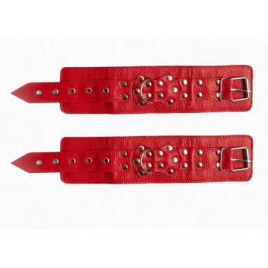 Красные наручники с фиксацией на двух карабинах фото 5