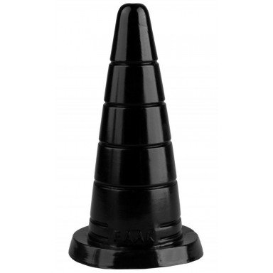 Черный рельефный анальный конус - 18,7 см., фото
