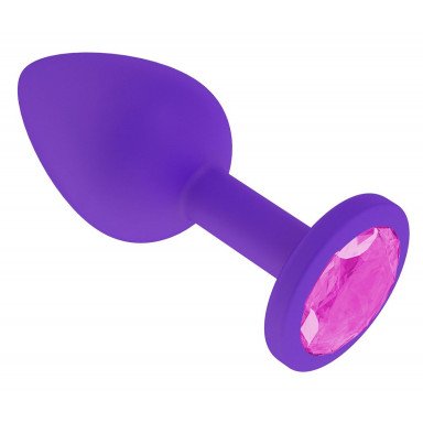Фиолетовая силиконовая пробка с розовым кристаллом - 7,3 см. фото 2