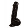 Реалистичный чёрный фаллоимитатор на присоске - 17,8 см., фото