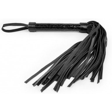 Черная многохвостовая плеть с круглой гладкой ручкой - 38 см., фото