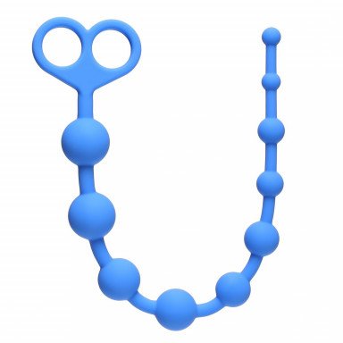 Голубая анальная цепочка Orgasm Beads - 33,5 см., фото