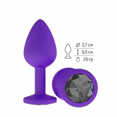 Фиолетовая силиконовая пробка с чёрным кристаллом - 7,3 см., фото