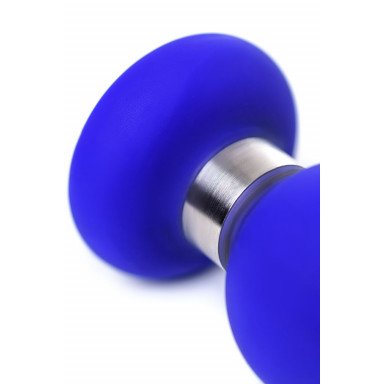 Синяя силиконовая анальная втулка с ограничителем - 11,5 см. фото 7