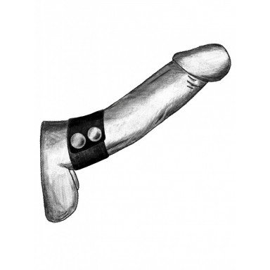 Черный ремень-утяжка на пенис на заклепках фото 2