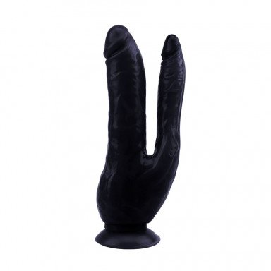 Черный анально-вагинальный фаллоимитатор Dark Magic Dual Penis - 19,5 см., фото