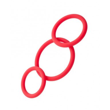 Набор из 3 красных эрекционных колец различного диаметра, фото